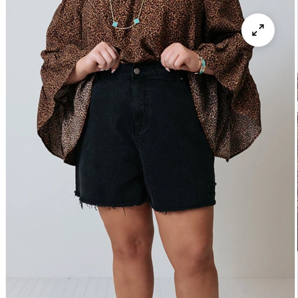 Hayden, black distressed shorts, 1x - Picture 4 of 12